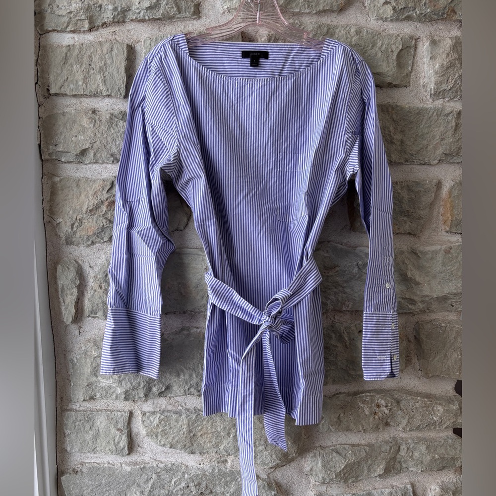J. Crew Striped Belted Tunic Top